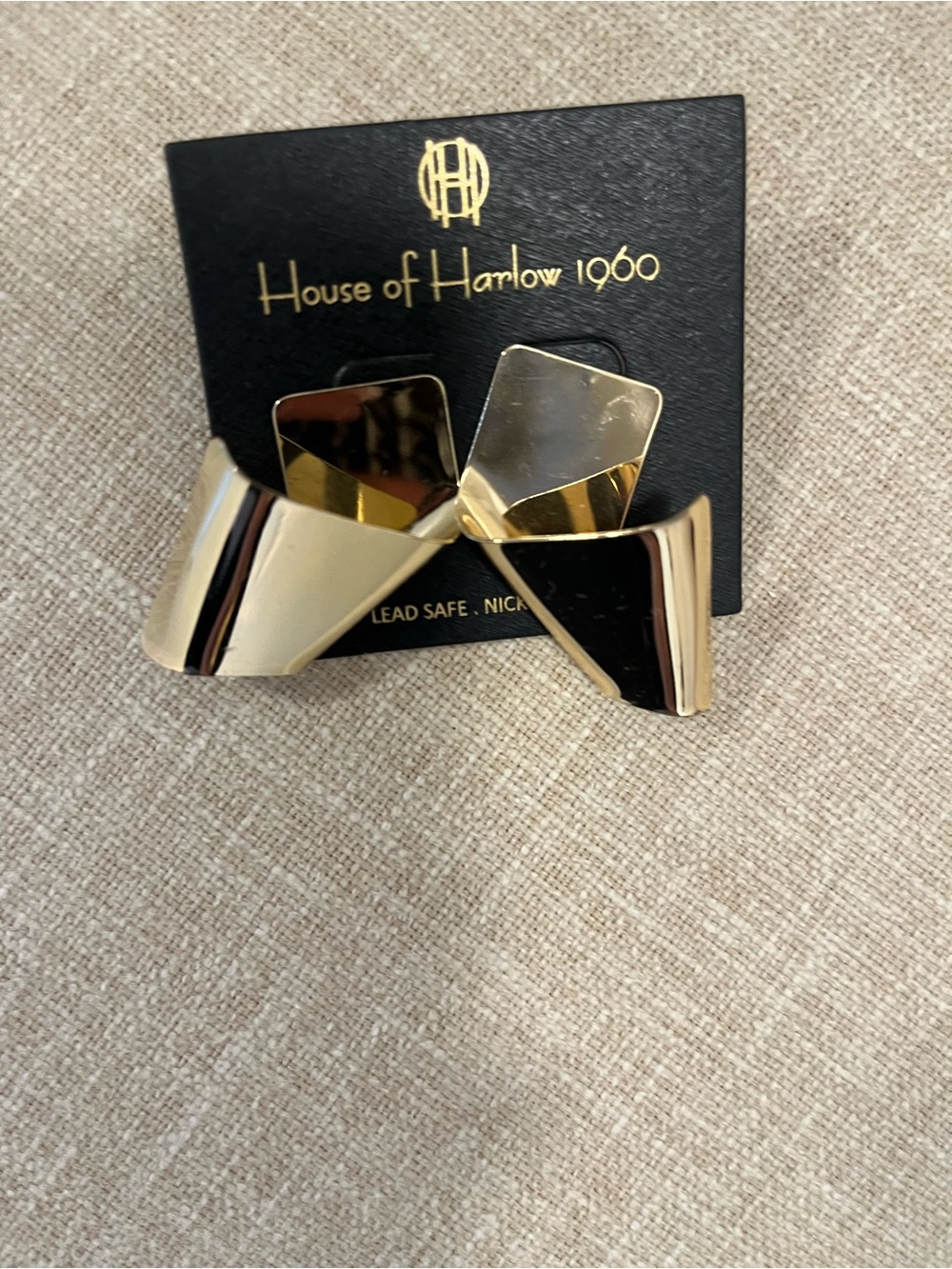 House of Harlow 1960 Polished Gold Sculptural Earrings